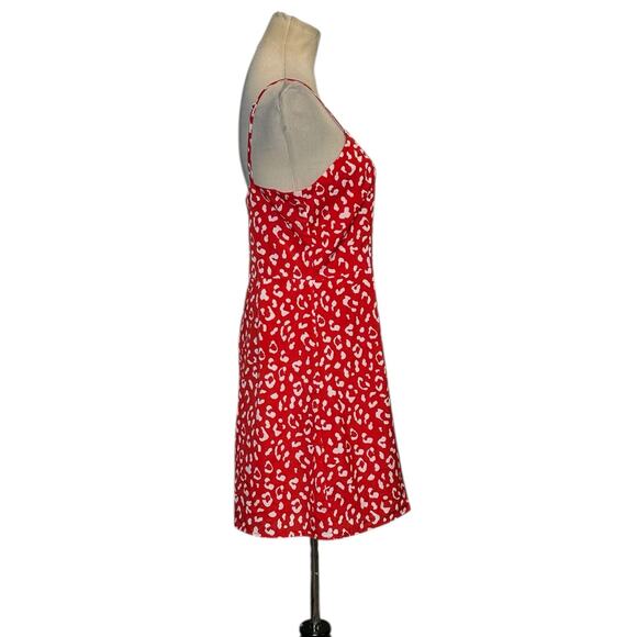 Aqua red white animal print summer mini dress size Small - Picture 6 of 15